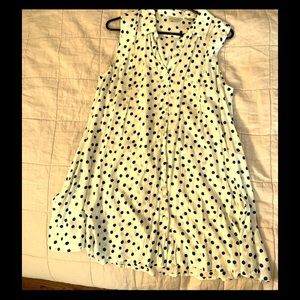 Anthropologie blue polka dot & white slip dress